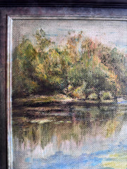 Summer landscape with a pond wood oil on canvas Eshurin Rostislav