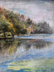 Summer landscape with a pond wood oil on canvas Eshurin Rostislav