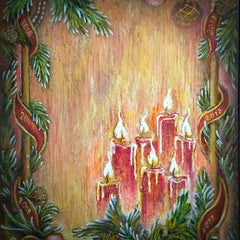Christmas card oil on canvas Eshurin Rostislav Рождественская открытка холст, масло Ешурин Ростислав
