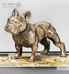 Bronze figure of a dog breed British Bulldog on jasper plate Бронзовая собака породы Английский Бульдог на панно из пейзажной яшмы