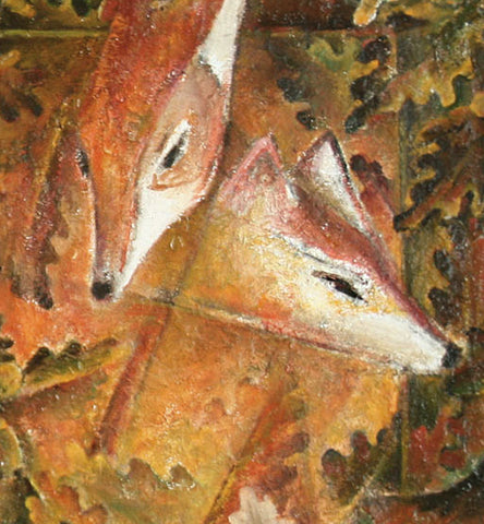 Foxes oil on canvas Eshurin Rostislav