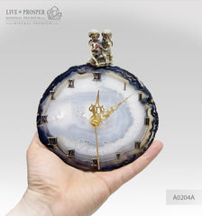 Clock with a bronze cupid figures with garnet heart on agate plate Часы с бронзовыми купидонами и сердцем из граната на пластине из агата подарок на свадьбу 