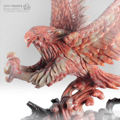 Solid jasper eagle carving with the spread wings a wooden stand Орёл с Распростёртыми Крыльями из Яшмы на Деревянной Подставке подарок руководителям минерал премиум  mineral premium ltd 