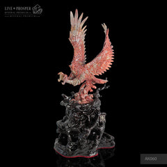 Solid jasper eagle carving with the spread wings a wooden stand Орёл с Распростёртыми Крыльями из Яшмы на Деревянной Подставке подарок руководителям минерал премиум  mineral premium ltd 