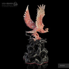 Solid jasper eagle carving with the spread wings a wooden stand Орёл с Распростёртыми Крыльями из Яшмы на Деревянной Подставке подарок руководителям минерал премиум  mineral premium ltd 