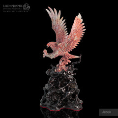 Solid jasper eagle carving with the spread wings a wooden stand Орёл с Распростёртыми Крыльями из Яшмы на Деревянной Подставке подарок руководителям минерал премиум  mineral premium ltd 