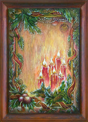 Christmas card oil on canvas Eshurin Rostislav Рождественская открытка холст, масло Ешурин Ростислав
