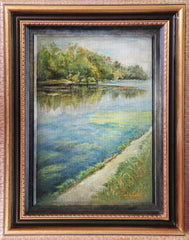 Summer landscape with a pond wood oil on canvas Eshurin Rostislav Летний пейзаж с прудом дерево, холст, масло Ешурин Ростислав