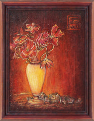 Bouquet with violets oil on canvas Eshurin Rostislav Букет с фиалками холст, масло Ешурин Ростислав