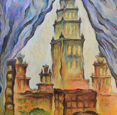 Eshurin Rostislav Ешурин Ростислав אישורין רוסטיסלב Window view series - Night mood; canvas, oil; 80x60cm; 2008 Из серии Вид из окна - Ночное настроение; холст, масло; 80х60см; 2008 