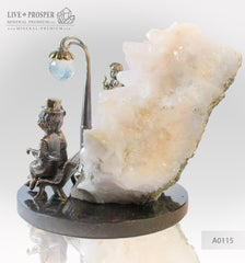 Bronze Cupid and Sweethearts on a Bench with Garnet heart