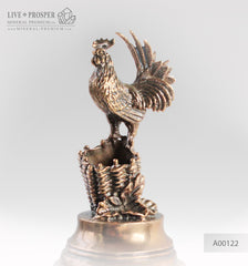 Bronze rooster figure with on marble plate penholder A00122