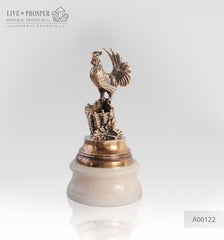 Bronze Rooster figure with on marble plate  penholder 