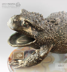 Bronze figure of frog with demantoids inserts 