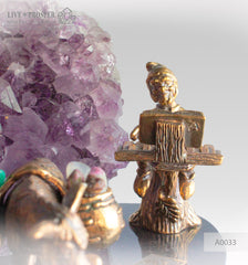 Bronze Dwarf Miners Figures with a Donkey at Amethyst mine on Dolerite plate