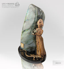 Bronze Mistress of Copper Mountain and Her Assistant  Figures with Labradorite