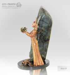 Bronze Mistress of Copper Mountain and Her Assistant  Figures with Labradorite