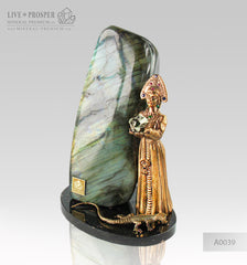 Bronze Mistress of Copper Mountain and Her Assistant  Figures with Labradorite