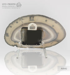 Сlock with Bronze snail on agate plate  Часы с Бронзовой Улиткой на Срезе Агата на пластине из агата 