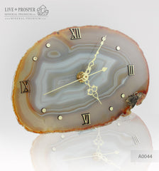Сlock with Bronze bumblebee with Demantoid inserts on Agate plate