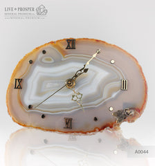 Сlock with Bronze bumblebee with Demantoid inserts on Agate plate