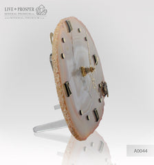 Сlock with Bronze bumblebee with Demantoid inserts on Agate plate