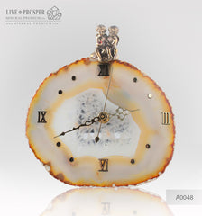 Сlock with Bronze angels Figures with Garnet heart on Agate plate