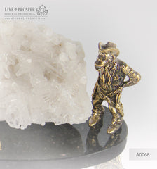 Bronze figures of Two monkeys with Quartz on Dolerite plate