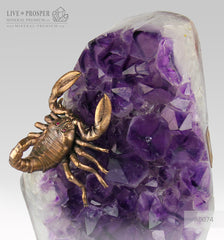 Bronze Scorpion figure with Demantoid inserts with Agate geode Amethyst