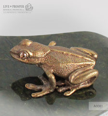 Bronze frog , Dragonfly and Strawberry figures with Demantoids and Moonstone inserts