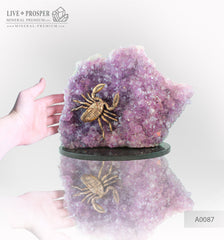 Gift Minerals Amethyst with Bronze scorpion figure with demantoid inserts Подарки из минералов аметист с бронзой скорпион со вставками из демантоидов