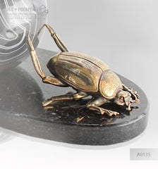 Bronze scarab with an agate sphere on a dolerite plate  Бронзовый скарабей с агатовой сферой на пластине из долерита 