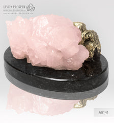 Bronze figure of a dog breed Pekingese with pink calcite on a dolerite plate  Бронзовая собака породы Пекинес с розовым кальцитом на пластине из долерита