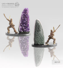 Bronze Samurai with agate geode amethyst on a dolerite plate Sabers and Helm Removable