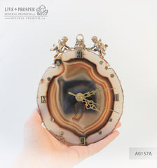 Сlock with a bronze cupids figures on agate plate Часы с бронзовыми купидонами на пластине из агата wedding gift подарок на свадьбу подарок на 14 февраля mineral premium минерал премиум 