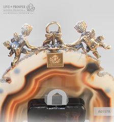 Сlock with a bronze cupids figures on agate plate Часы с бронзовыми купидонами на пластине из агата wedding gift подарок на свадьбу подарок на 14 февраля mineral premium минерал премиум 