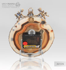 Сlock with a bronze cupids figures on agate plate Часы с бронзовыми купидонами на пластине из агата wedding gift подарок на свадьбу подарок на 14 февраля mineral premium минерал премиум 