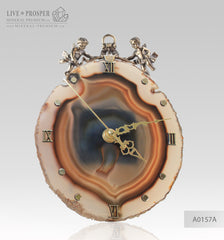 Сlock with a bronze cupids figures on agate plate Часы с бронзовыми купидонами на пластине из агата wedding gift подарок на свадьбу подарок на 14 февраля mineral premium минерал премиум 