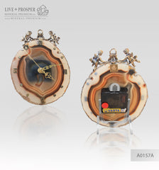 Сlock with a bronze cupids figures on agate plate Часы с бронзовыми купидонами на пластине из агата wedding gift подарок на свадьбу подарок на 14 февраля mineral premium минерал премиум 