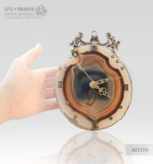 Сlock with a bronze cupids figures on agate plate Часы с бронзовыми купидонами на пластине из агата wedding gift подарок на свадьбу подарок на 14 февраля mineral premium минерал премиум 