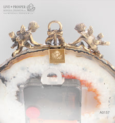 Сlock with bronze angels figures on a agate plate  Часы с бронзовыми ангелами на пластине из агата 