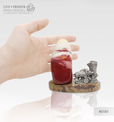 Silver Boar figure with Swarovski inserts and the Jasper stone on the marble base - pen-holder  Серебряный Кабан со вставками Swarovski и Яшмой на пластине из мрамора - подставка для ручки