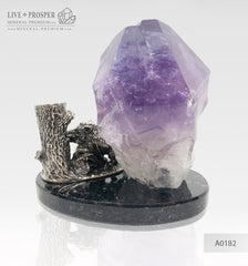 Bronze Boar figure with amethyst on a dolerite plate pen-holder Бронзовый Кабан с аметистом на пластине из долерита подставка для ручки Минерал Премиум Mineral Premium ltd Eshurin gift store магазин подарков 