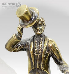 Bronze figures of Gentleman and lady with amethyst on a dolerite plate Бронзовые Amethyst wedding anniversary джентльмен и дама с аметистом на пластине из долерита Аметистовая свадьба