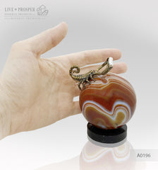Mineral premium Silver figure of scorpion inside geode agate amethyst sphere with sea pearl and Swarovski inserts on dolerite plate Серебряный скорпион внутри жеоды аметиста агатовой сферы с морской жемчужиной и вставками из Сваровски на пластине из долерита Минерал премиум подарок руководителю подарок скорпионам 