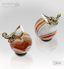 Mineral premium Silver figure of scorpion inside geode agate amethyst sphere with sea pearl and Swarovski inserts on dolerite plate Серебряный скорпион внутри жеоды аметиста агатовой сферы с морской жемчужиной и вставками из Сваровски на пластине из долерита Минерал премиум подарок руководителю подарок скорпионам 