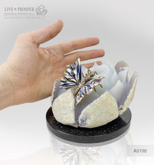 Bronze butterfly with colored enamel on an agate Lotus flower on a dolerite plate Бронзовая бабочка с цветной эмалью на цветке Лотуса из агата и пластине из долерита подарок на 8 марта подарок жене подарок девушке свадебный подарок 