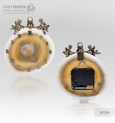 Wedding gift Сlock with bronze angels figures on a agate plate подарок на свадьбу Часы с бронзовыми ангелами на пластине из агата