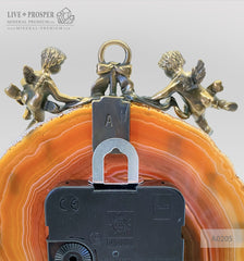 Wedding gift Сlock with bronze angels figures on a agate plate подарок на свадьбу Часы с бронзовыми ангелами на пластине из агата