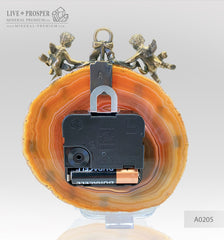 Wedding gift Сlock with bronze angels figures on a agate plate подарок на свадьбу Часы с бронзовыми ангелами на пластине из агата